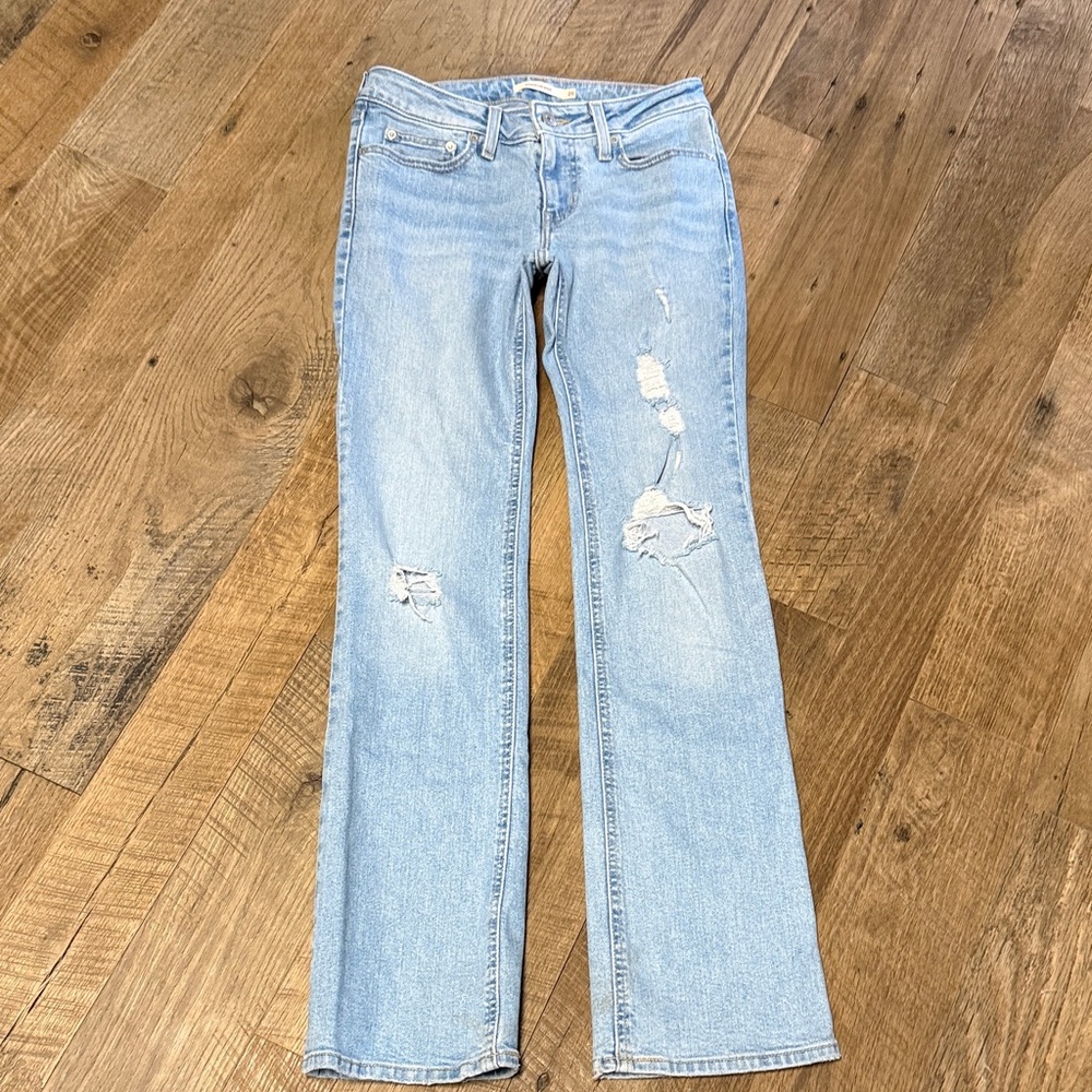 Levi's Light Blue Bootcut Jeans with Distressed Detail